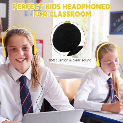 Konohan 30 Pack Headphones Bulk Headphone for School Classroom Student Wired Headphones Adjustable with 3.5 mm Jack for Adults (Yellow) - color: Yellow