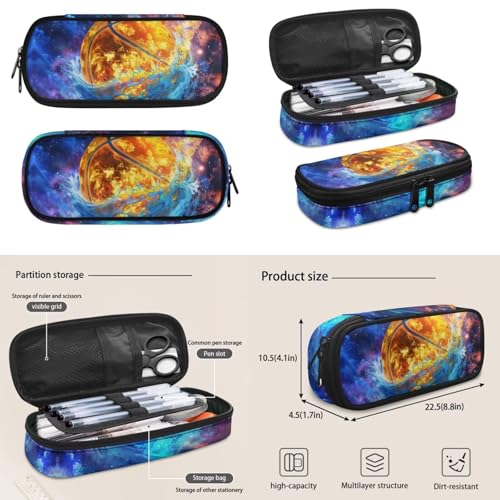 Cool Basketball Backpack for Boys Girls Kids Backpack with Lunch Box and Water Bottle Holder Large Pencil Case 4PCS Set Bookbag with Front Pocket for School Teens 17 inch School Bag Gifts - color: Cool Basketball