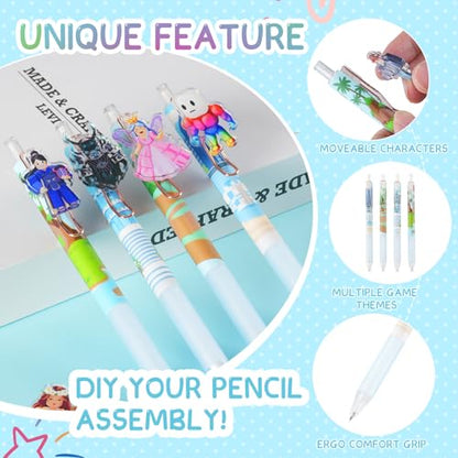 Kauai Sun 12pcs Mechanical Pencils 0.5mm, Removable Characters btw Scenes, Unique DIY Design, Office Supplies Stationary Gifts