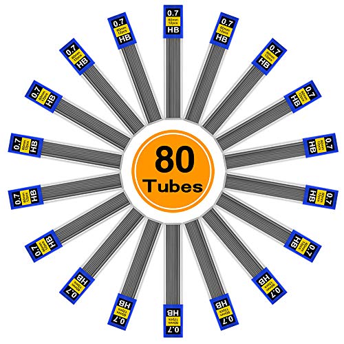 Coopay 960 Pieces Lead Refills 0.7 mm HB Break Resistant Mechanical Pencil Refills, 12 Pack Per Tube, 80 Tubes(0.7 mm) - style: 0.7 mm