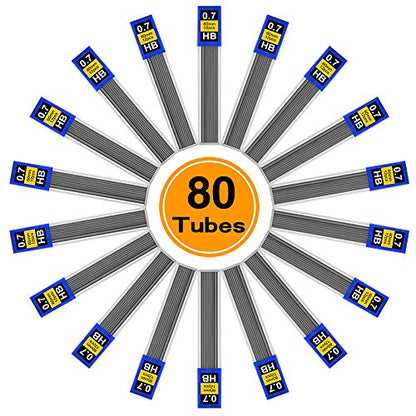 Coopay 960 Pieces Lead Refills 0.7 mm HB Break Resistant Mechanical Pencil Refills, 12 Pack Per Tube, 80 Tubes(0.7 mm) - style: 0.7 mm