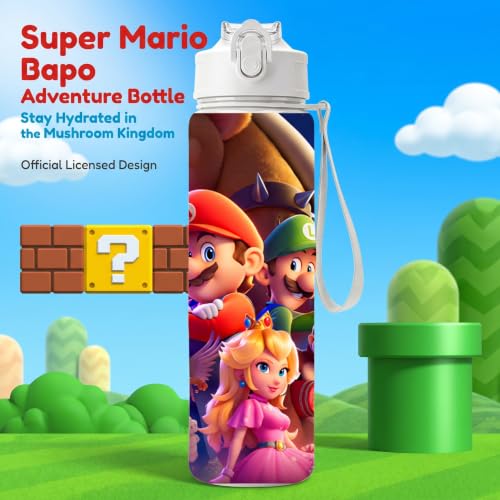 Cartoon Huntrix Water Bottle for Girls, 25oz Leak Proof with Straw Lid, Gifts for Girls (Mario) - color: Mario