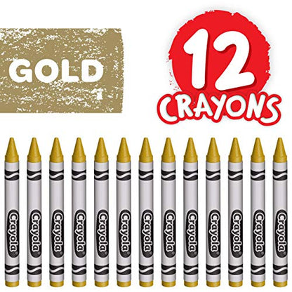 Crayola Crayons, Gold, Single Color Crayon Refill, 12 Count Bulk Crayons, School Supplies - color: Gold