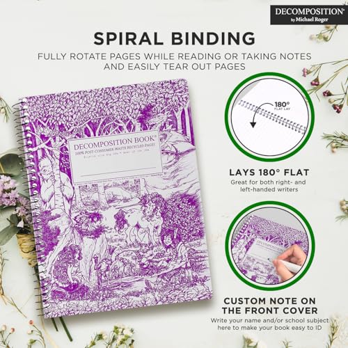 Decomposition Fairy Tale Forest College Ruled Spiral Notebook - 9.75 x 7.5 Journal with 160 Lined Pages - 100% Recycled Paper - Cute Notebooks for School Supplies, Home & Office - Made in USA - color: Fairy Tale Forest, style: Spiral-bound
