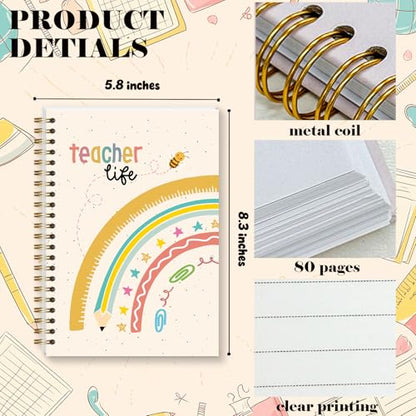 LRVSYUIN Teacher Spiral Notebooks, Boho Teacher Journal for Back to School Classroom Supplies, Teachers Appreciation Gift - Teacher Life (B03) - style: Teacher Life