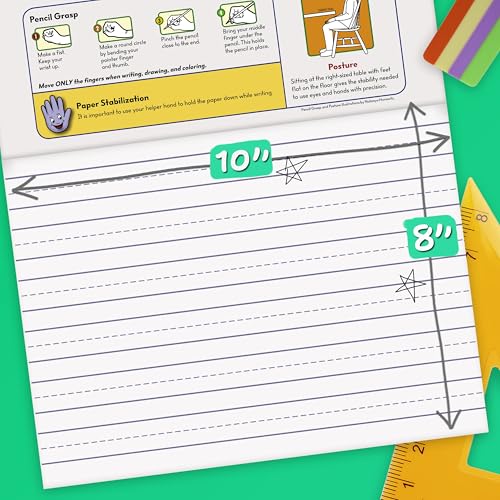 Mead Learn to Letter Writing Tablet, Handwriting Practice Pad Grades PK-1, 10" x 8", Solid & Dotted Raised Ruling, 40 Sheets, 4 Pack (480018) - size: 4 Pack, style: Grades PK-1