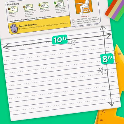 Mead Learn to Letter Writing Tablet, Handwriting Practice Pad Grades PK-1, 10" x 8", Solid & Dotted Raised Ruling, 40 Sheets, 4 Pack (480018) - size: 4 Pack, style: Grades PK-1