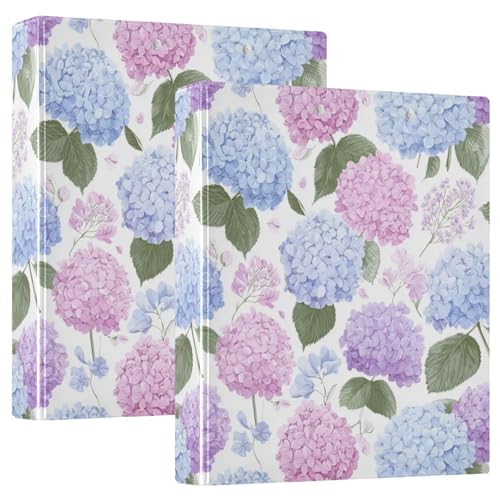 3 Ring Binder 1.5 Inch Binders Hydrangea Flowers Binder Organizer Fashion View Binders with 2 Pockets for Home School Office Supplies 2 Pack - size: one sizex2