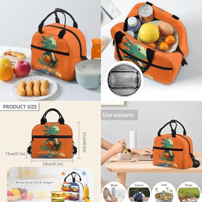 17 Inch Kid's 4PCS Backpack Set, Back to School Essentials | Insulated lunch box, water bottle pouch, pencil case, lightweight, padded shoulder straps, for elementary, middle school - color: Basketball Axolotl