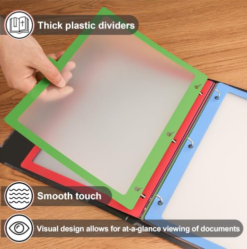 HABGP 16Pcs/2 Set 8 Tab Dividers for 3 Ring Binder, 16 Pcs Clear Color 3 Ring Binder Dividers with Tabs, Page Folder Dividers, Plastic Tabbed File Dividers with Tabs, Three Ring Binder Index Dividers - size: 2 set (16 pcs)