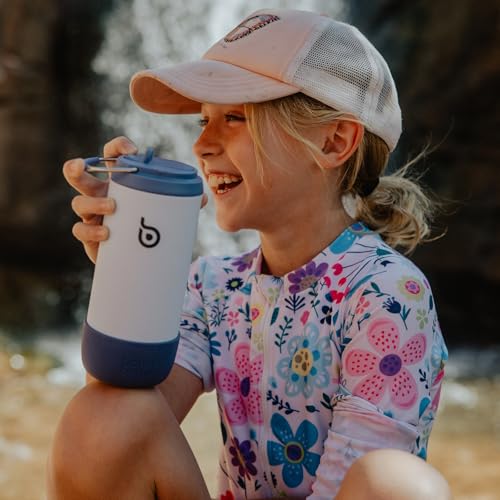 BOTTLE BOTTLE Kids Water Bottle 12 oz for Boys Girls blue | Insulated Water Bottles with Leak Proof Lid,Silicone Boot, Straw Cup for School Sports Travel,Gifts - color: Blue