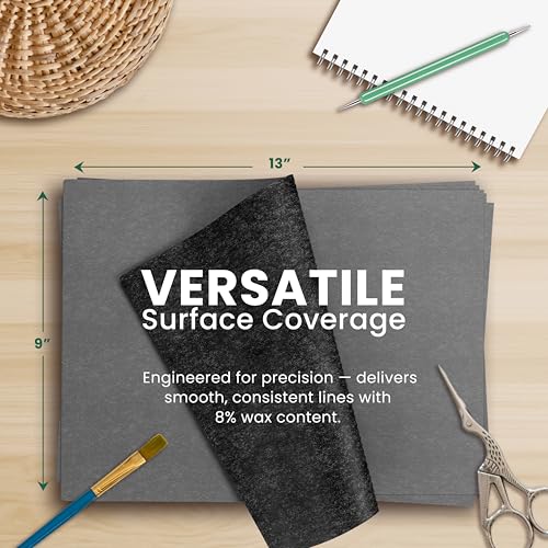 MyArtscape Graphite Transfer Paper - 9" x 13" - 50 Sheets - Waxed Carbon Paper for Tracing (Black)