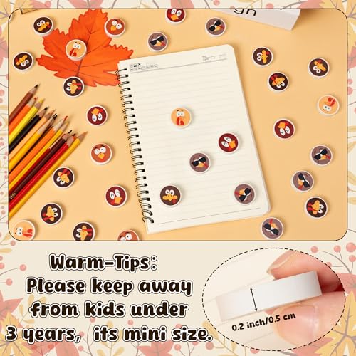 60Pcs Thanksgiving Mini Erasers Bulk Cute Cartoon Turkey Pencil Erasers 3D Assorted Novelty Stationery for Student Classroom Prizes Homework Rewards Autumn Party Goodies Filling Supplies - style: Thanksgiving Turkey