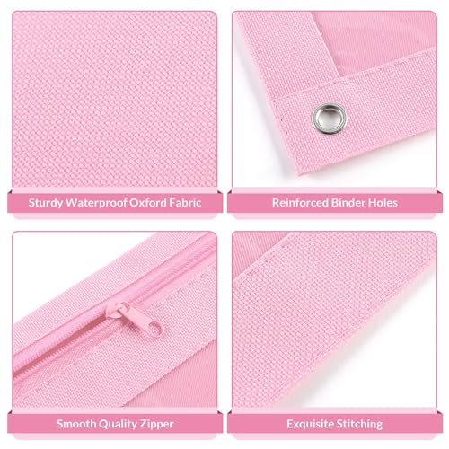 SKYDUE Pencil Pouch for 3 Ring Binder, Zipper Pencil Pouches for Girls Boys, Clear Window Pencil Case for Binder, Binder Pencil Pouch, Pencil Bag with Zipper,Pink & Purple - color: Pink&purple