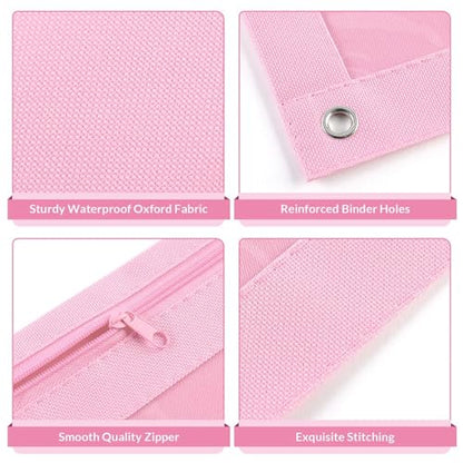 SKYDUE Pencil Pouch for 3 Ring Binder, Zipper Pencil Pouches for Girls Boys, Clear Window Pencil Case for Binder, Binder Pencil Pouch, Pencil Bag with Zipper,Pink & Purple - color: Pink&purple