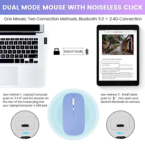 SOPPY Bluetooth Keyboard Case with Mouse for iPad 9th Gen 2021, 8th Gen 2020, 7th Gen 2019 10.2", Air 3 & Pro 10.5", Detachable Wireless Keyboard, Slim Protective Cover, Rechargeable, Purple - color: Purple, size: 10.2 & 10.5 inch