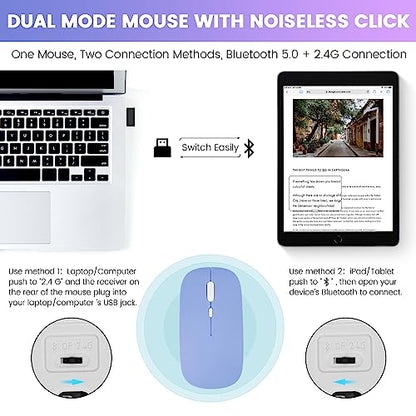 SOPPY Bluetooth Keyboard Case with Mouse for iPad 9th Gen 2021, 8th Gen 2020, 7th Gen 2019 10.2", Air 3 & Pro 10.5", Detachable Wireless Keyboard, Slim Protective Cover, Rechargeable, Purple - color: Purple, size: 10.2 & 10.5 inch