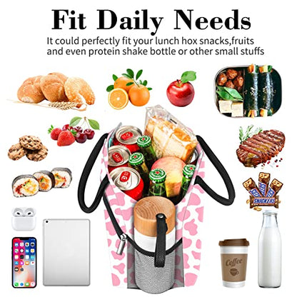 Coobiiya Lunch Bag Women, Lunch Box for Women Adult Men, Small Leak-proof Cute Lunch Tote Large Capacity Reusable Insulated Cooler Lunch Container for Work/Office/Picnic/Travel-Pink Cow - color: Pink Cow