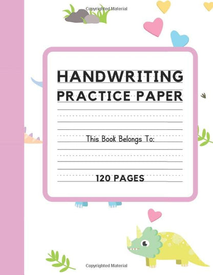 Handwriting Practice Paper: 120 Blank Writing Pages for Kids - Pre-K, Kindergarten to 3rd Grade Students | Large 8.5" x 11"