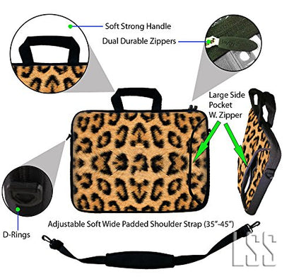 LSS 13.3 inch Laptop Sleeve Bag Compatible with Acer, Asus, Dell, HP, Sony, and More | Carrying Case Pouch w/Handle & Adjustable Shoulder Strap,Leopard Print - color: Leopard Print, size: 13 in – 13.3 in