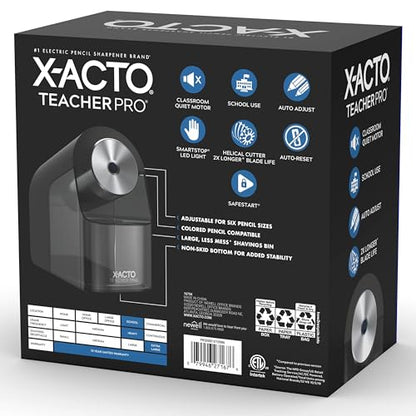 X-ACTO Teacher Pro 전동 연필깎이, 튼튼함, 블랙, 1개 - 학교, 교실 필수품