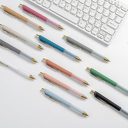 Linbsunne Ballpoint Pens Black Medium Point 1mm with Super Soft Grip Ball Point Pen for Men Women Retractable(gold-18 pcs) - color: gold-18 pcs