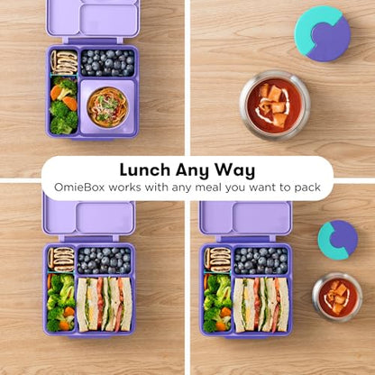 Omie OmieBox Kids Insulated Leakproof Bento Lunch Box with Food Jar (Purple Plum) - color: Purple Plum