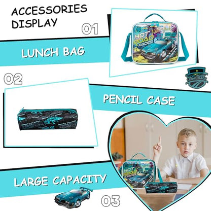 Meetbelify Kids Rolling Backpack with Wheels for Boys Rolling Backpacks with Lunch Box for Elementary School Students 3 in 1 Travel Luggage Suitcase for Boys Age 8-10 - color: Boy 04