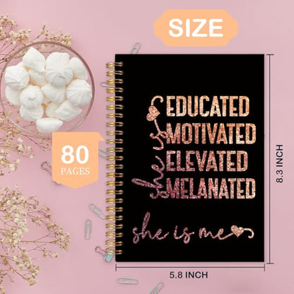 She Is Me Affirmations Spiral Notebook,Gold Black Inspirational Self Care Journal Notebook, Positive Notebooks for School Work, Self Love Office Supplies Gifts for Women Girls, 5.5x8.3 Inch - color: Black She Is Me