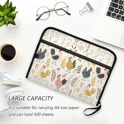 Cute Cartoon Chickens File Folders,Plastic Folders with 13 Pockets,Expandable File Folder for Documents School Students Office,Aesthetic Folder with Labels A4 Letter Size - color: Multi 1