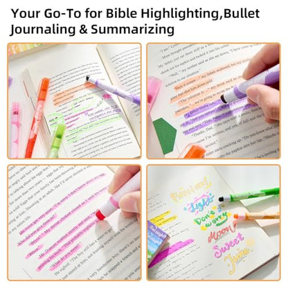 12-Pack Bible Gel Highlighters, Pastel No Bleed No Smear Twist-Up | Vibrant aesthetic twist-up gel, quick-dry no bleed on thin paper. Ideal for bible journaling, study, school and note-taking.