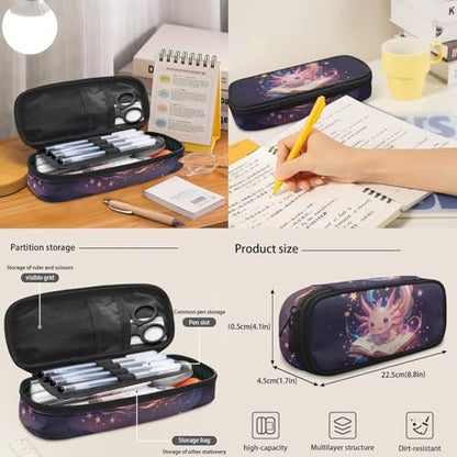 17 Inch Kid's 4PCS Backpack Set, Back to School Essentials | Insulated lunch box, water bottle pouch, pencil case, lightweight, padded shoulder straps, for elementary, middle school - color: Galaxy Axolotl