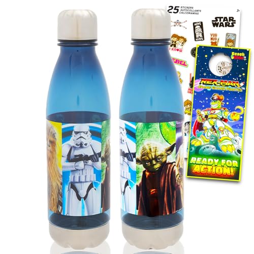 Star Wars Water Bottle School Supplies Set - Bundle of 2 Stainless Steel Reusable Sports Tumbler, Stickers, More | Star Wars Cup 2 Pack for Kids
