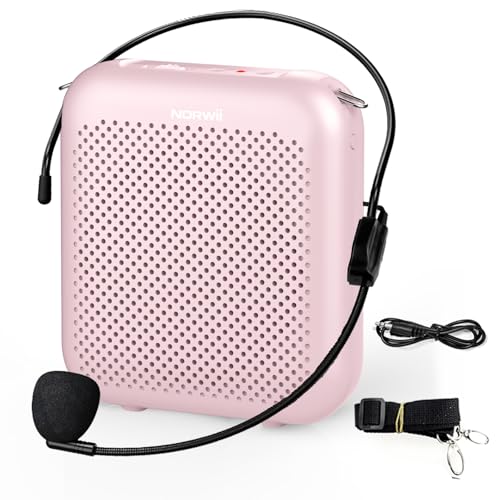 Norwii Bluetooth Voice Amplifier, Power Amplifiers, Portable Mini Wired Microphone Headset for Teacher Classroom & Outdoor Lectures, Teaching, Tour Guides, USB-C Rechargeable - 2000mAh, Pink - color: Pink - 2000mAh