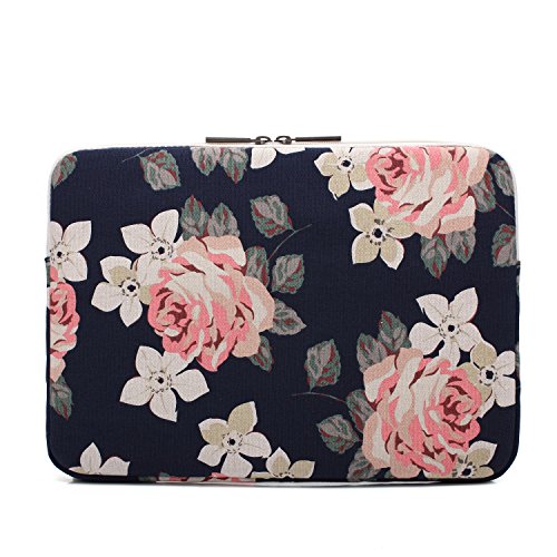 Canvaslife White Rose Patten Laptop Sleeve 14 inch 14.0 inch Laptop case Bag - color: White Rose, size: 14 inch / 14.0 inch