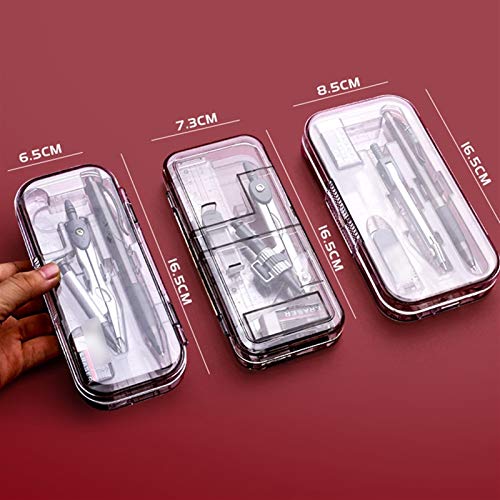 Circular Gauge Set 8 PCS Math Geometry Drawing Tools Student Supplies Metal Drafting Kits for Engineer Includes Bow Compass Eraser Rulers,Protractor Circle Gauge Set(B), 20010125