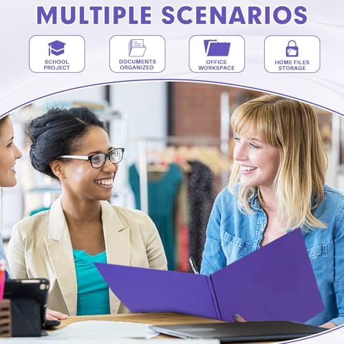 Two Pocket Folders, RAZCC 75 Pack Two Pocket Folders with Prongs, 3 Prong Folders Fit Letter Size Paper, Pocket File Folders for School Office Home Business, Purple - color: Purple