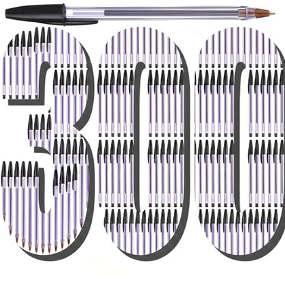 300 Pack Ballpoint Pens Bulk Black Ink 1.0mm Medium Point Click Pens Bullet Tip Refillable No Bleed Smooth Writing for Office Nurse Teacher Home Server Journal - color: Black