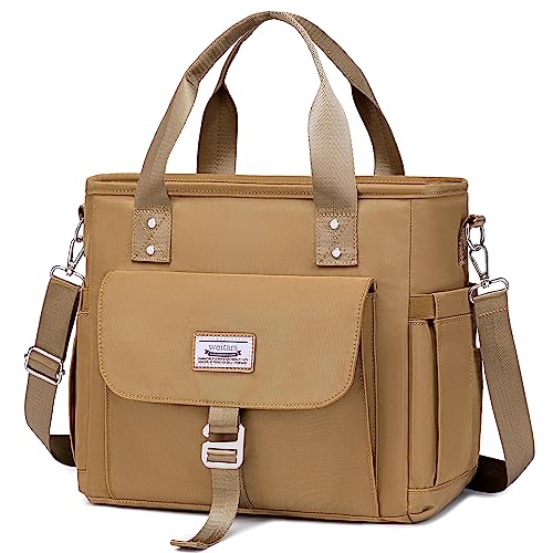 Weitars Insulated Lunch Bag for Men Women,Leak Proof Lunch Box for Work,Extra Large Lunch Tote Bag With Removable Shoulder Strap with Side Pockets,Reusable Lunch Bag For Picnic Hiking (Kakhi) - color: Kakhi
