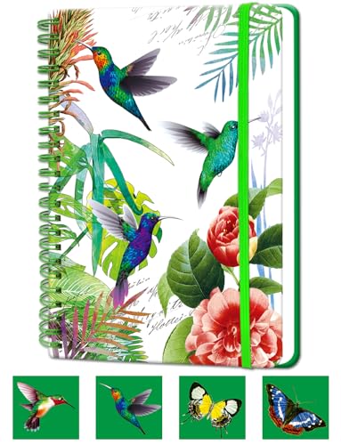 A5 Small Spiral Notebook, 5.7x8.5 Inch 160 Line Page Hardback Small Notepad | Floral Spiral Bound Notebook Journals Wide College Ruled for Work Writing Note Taking Meeting School Gifts | Style-B - color: blue bird