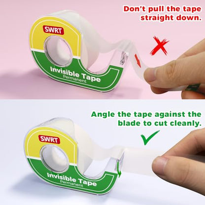 SWRT Invisible Tape with Dispensers, Matte Finish Clear Tape, 6 Rolls, 3/4 in x 800 Inches Each, Office Tape Rolls for Gift Wrapping, Home, School & Scrapbook Supplies - size: 6-PACK w/DISPENSER