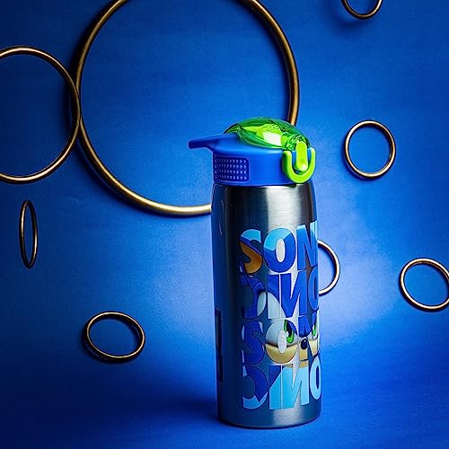 Zak Designs Sonic the Hedgehog Water Bottle for Travel and At Home, 19 oz Vacuum Insulated Stainless Steel with Locking Spout Cover, Built-In Carrying Loop, Leak-Proof Design (Sonic) - color: Sonic