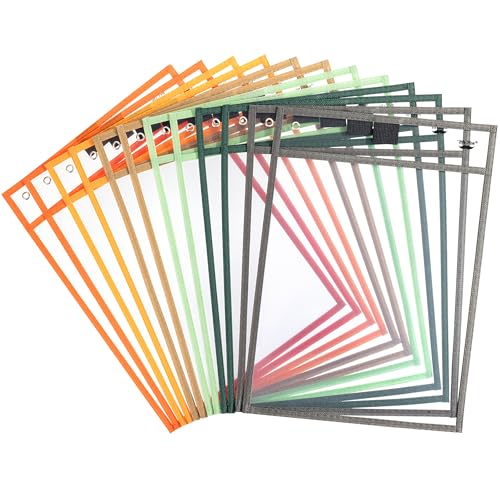 Mr. Pen- Reusable Dry Erase Pocket Sleeves, 10" x 14", 12 Pack, Colorful | Autumn Color, Clear Plastic Paper Sleeves, Ticket Holders, Clear Plastic Sheet Protectors, Teacher, School - color: Autumn, size: 12 Pack