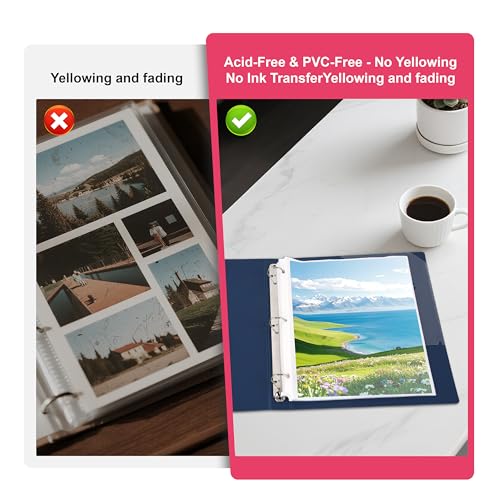 Sheet Protectors 50 Pack - Top-Loading Plastic Binder Sleeves for 8.5" x 11" Paper, Glare-Reducing Textured Surface, Reinforced 3-Hole Edges, Non-Stick & Acid-Free for Home, School & Office
