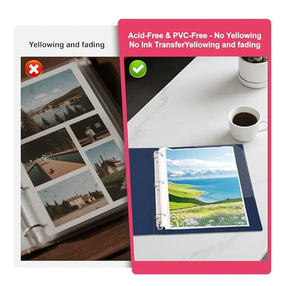 Sheet Protectors 50 Pack - Top-Loading Plastic Binder Sleeves for 8.5" x 11" Paper, Glare-Reducing Textured Surface, Reinforced 3-Hole Edges, Non-Stick & Acid-Free for Home, School & Office