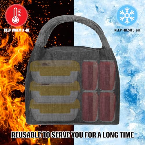 Chunful 12 Pcs Lunch Bags Bulk Reusable Insulated Lunch Box Bags with Aluminum Leakproof Tote for School Students Kids Women Men Children Adult Office Work Employees Travel - color: Gray