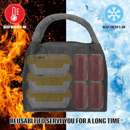 Chunful 12 Pcs Lunch Bags Bulk Reusable Insulated Lunch Box Bags with Aluminum Leakproof Tote for School Students Kids Women Men Children Adult Office Work Employees Travel - color: Gray
