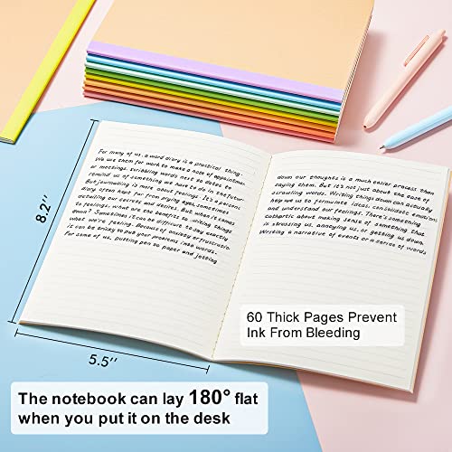 feela 56 Pack Composition Notebooks Bulk, Kraft Cover Lined Blank College Ruled Composition Travel Journals with Rainbow Spines For Women Students Business, 60 Pages, 8.3”x 5.5”, A5, 8 Pastel Colors - color: 8 pastel colors X7