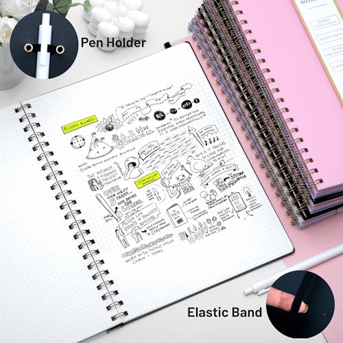Yoment Graph Paper Notebook Spiral Notebook 8.5 x 11 A4 Large Grid Paper Notebooks, 100 GSM Thick Graph Paper, Plastic Cover Graphing Notebook for Work School Engineering, A4 Black - color: Black, style: E - Graph - A4