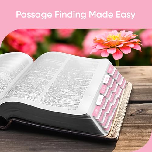 EssexWares - Pink and White Checkerboard Bible Tabs for Old and New Testament, 80 Large Print Tabs for Bible Study, Water-Resistant and Durable Index Tabs for Women and Men - 1.7" Wide - color: Pink and White Checkerboard